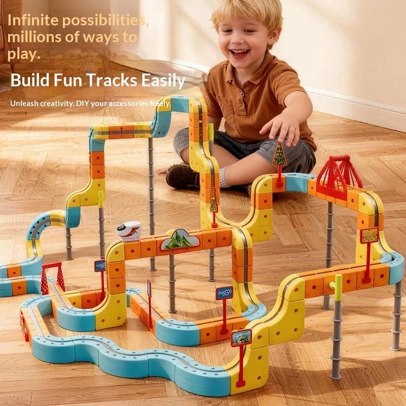Set di Pista Magnetica Elettrica Fai-da-Te, Giocattolo Educativo per Bambini con Sospensione Magnetica e Corsa Verticale