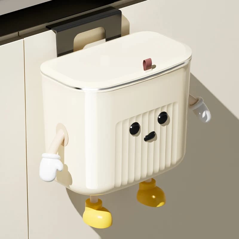 UFORU Bidone della spazzatura creativo ad alto livello di aspetto per la casa, soggiorno, cucina, bagno, appeso a parete con coperchio, bidone della spazzatura con cucitura