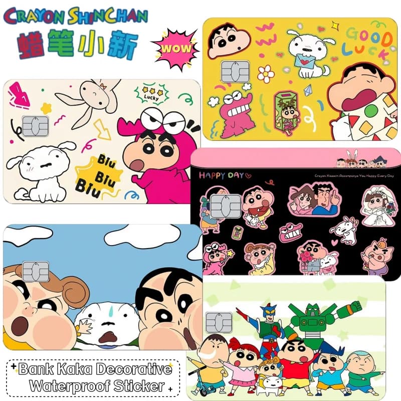 Crayon Shin-chan Nohara Shinnosuke Nohara Shiro Waniyama San Cartoon Credit Card Sticker Bank Card Decoration Waterproof Sticker
