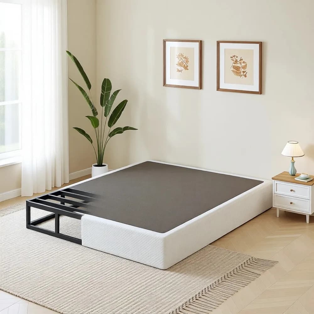 Base for Queen Size Low Profile 5 Inches, Steel Structure Resistant with Fabric Coating, Silent Support