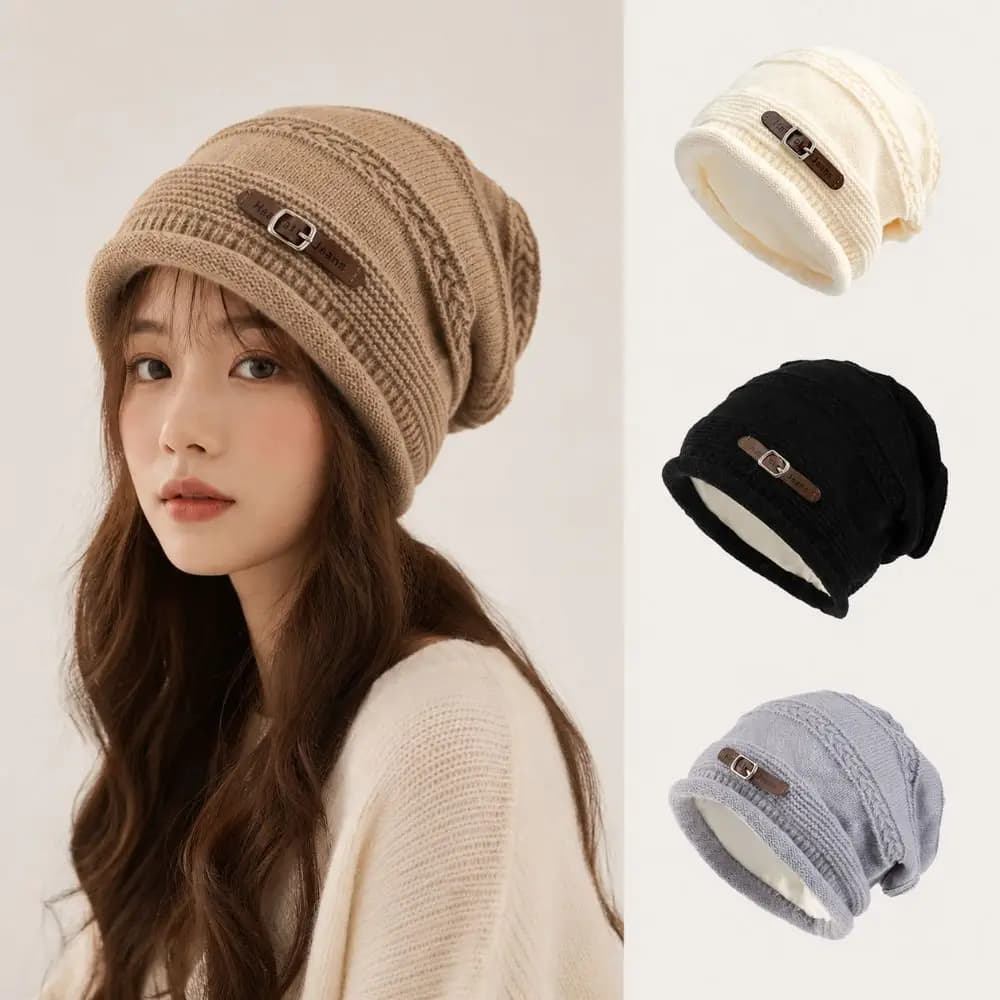 Comfortable Warm Knit Beanie Hat Cozy Thickened Slouchy Beanie Hat Stackable Full Coverage Skull Cap Beanie Winter Wear