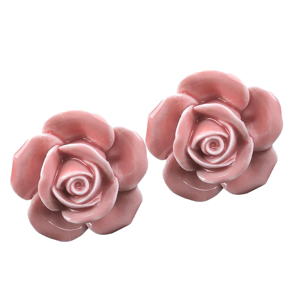 Maniglia per porta da 2 pezzi, decorazione dorata, maniglia in ceramica, rosa, pomelli per armadio, tirare il cassetto in cristallo rosa