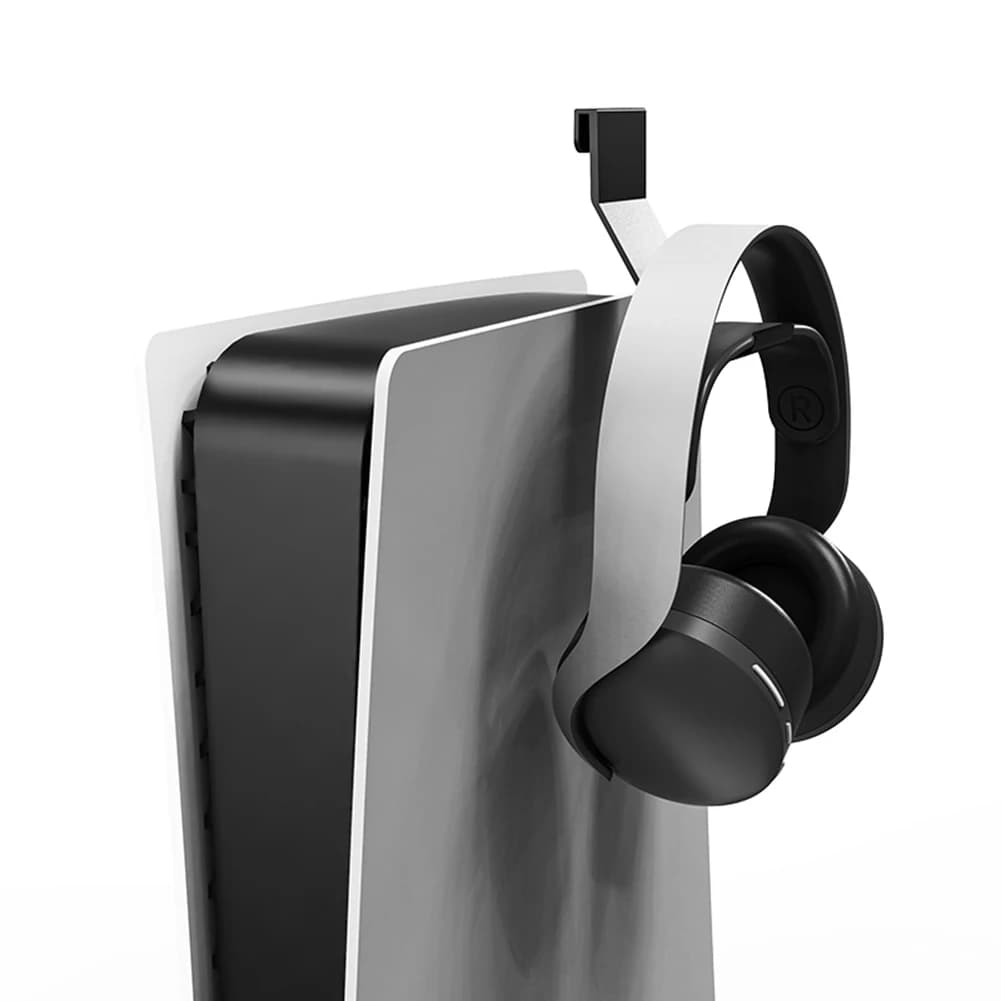 2 piece headphone support, controller support hook, game headphone support, PS5 earphone display