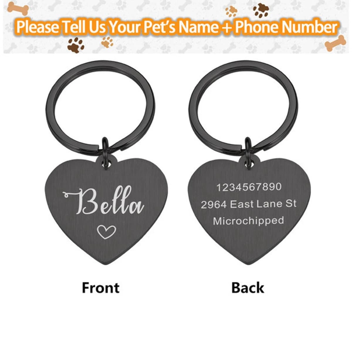 Collari con nome anti-smarrimento con incisione laser con nome personalizzato per cani adorabili da 1 pezzo per prodotti con nome targhetta per cani