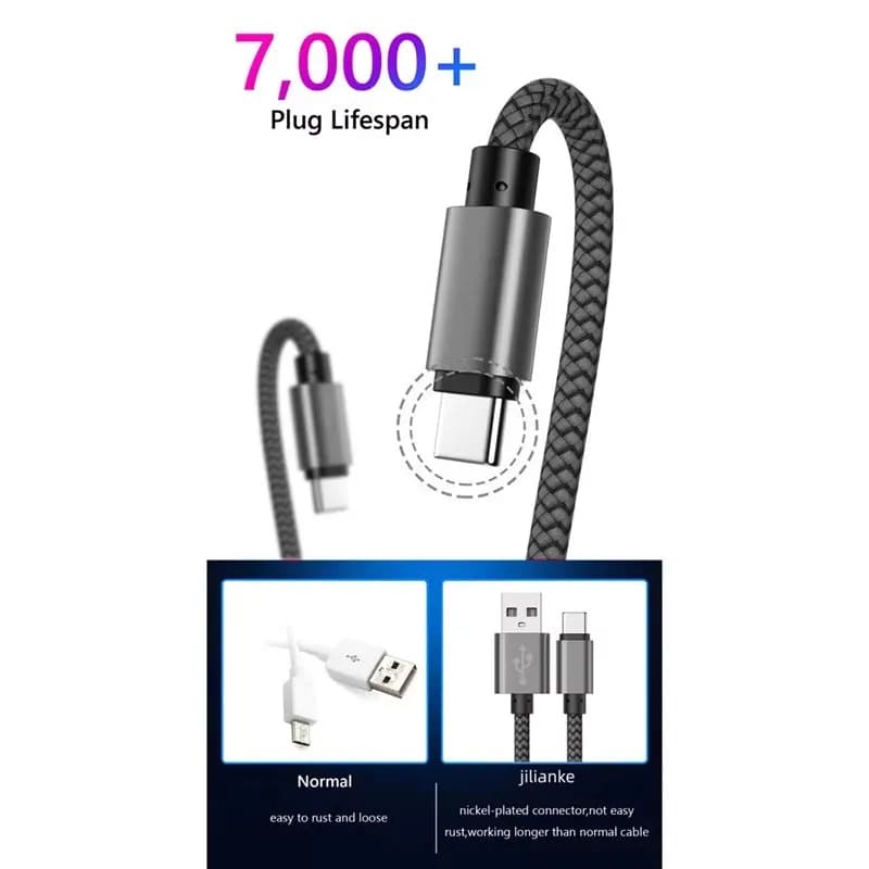 Cavo di ricarica rapida USB A a Type C da 1M 2M 3M in nylon per dispositivi di ricarica TypeC per telefoni Android Huawei Samsung
