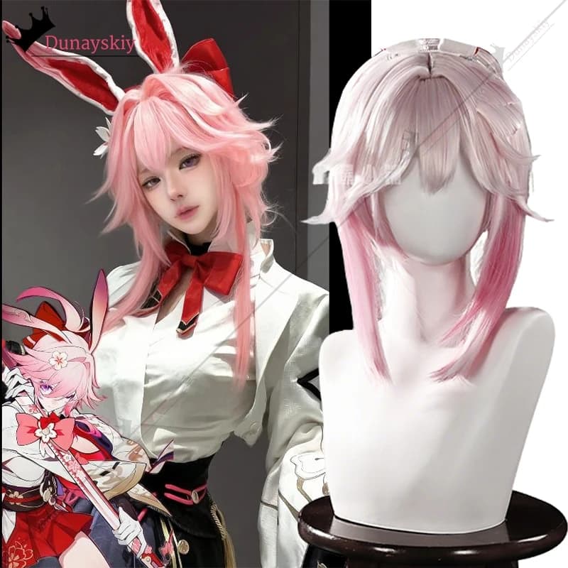 Parrucca YiNuo*/Cosplay Honkai: Star Rail Evanescia, 30 cm, con cappuccio incluso, per cosplay di personaggi anime, decorazione, travestimento di Halloween