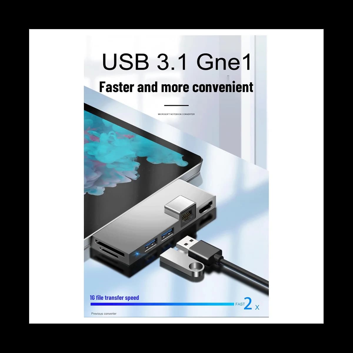 Superbo docking station hub USB3.1 USB-C Gen1 Lettore di schede SD/TF compatibile HDMI 4K Convertitore RJ45 6In1 per Microsoft Surface(A)