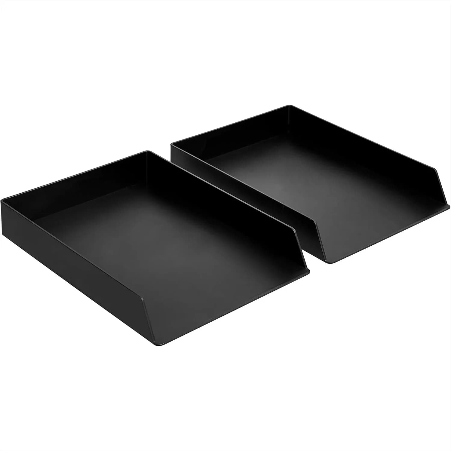 Organizer da scrivania rettangolare in plastica, vassoio porta lettere, confezione da 2, porta documenti impilabile per documenti e cartelle, 9,7 x 2,2 x 13 pollici