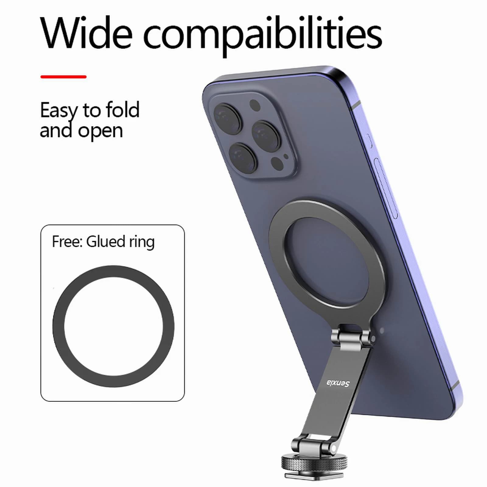 Supporto per telefono magnetico Magsafe con supporto per slitta fredda Supporto per telefono in metallo Riprese verticali orizzontali per treppiede per monitor della fotocamera