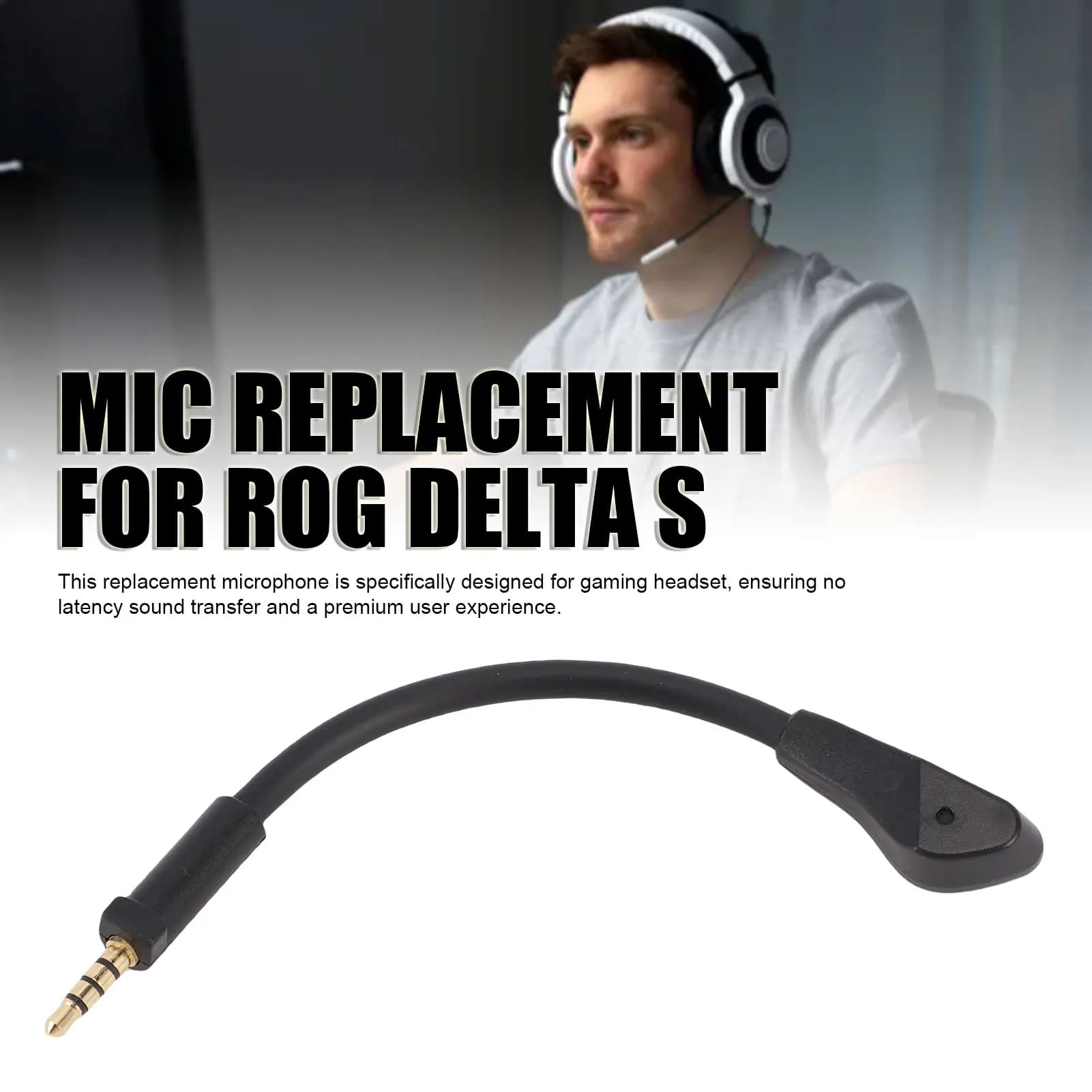 Microphone Replacement for ROG Delta S Gaming Headset Noise Reduction 3.5mm Detachable Game Mic