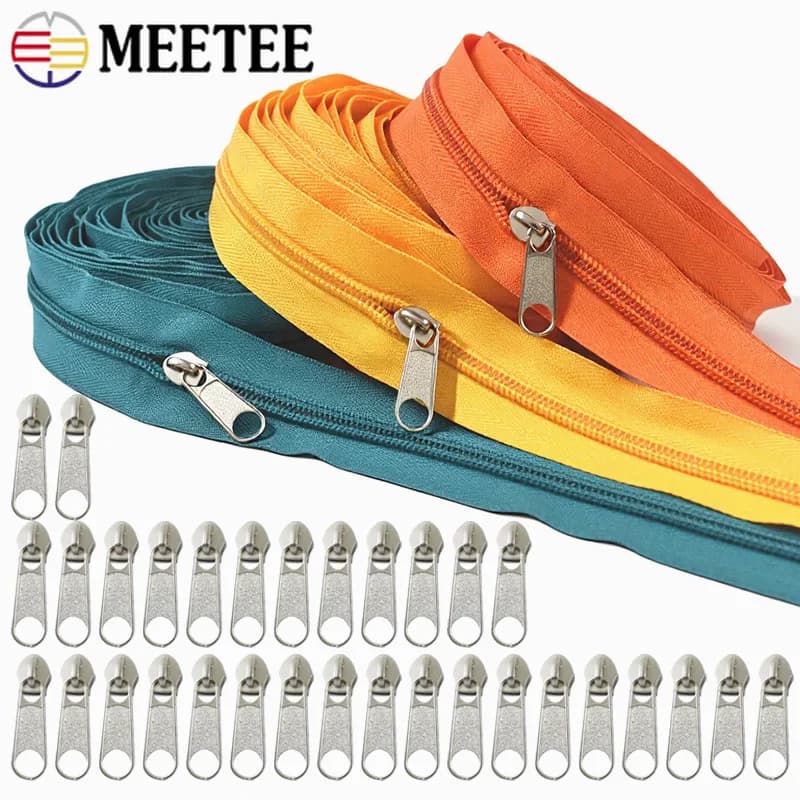 3/5/10M 5 # Cerniere in nylon con cursore per borse da viaggio, ricambi per chiusure di indumenti, tiranti per cerniere, kit di riparazione, accessori per cucito