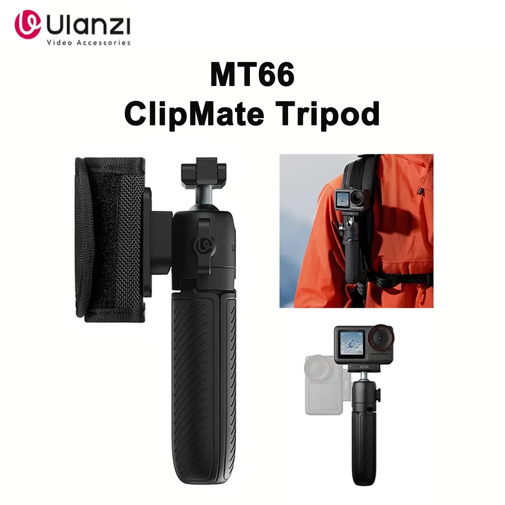 Treppiede clipMate originale Ulanzi MT66 con connettore Action Selfie Stick cinturino in velcro per fotocamera portatile da viaggio all'aperto