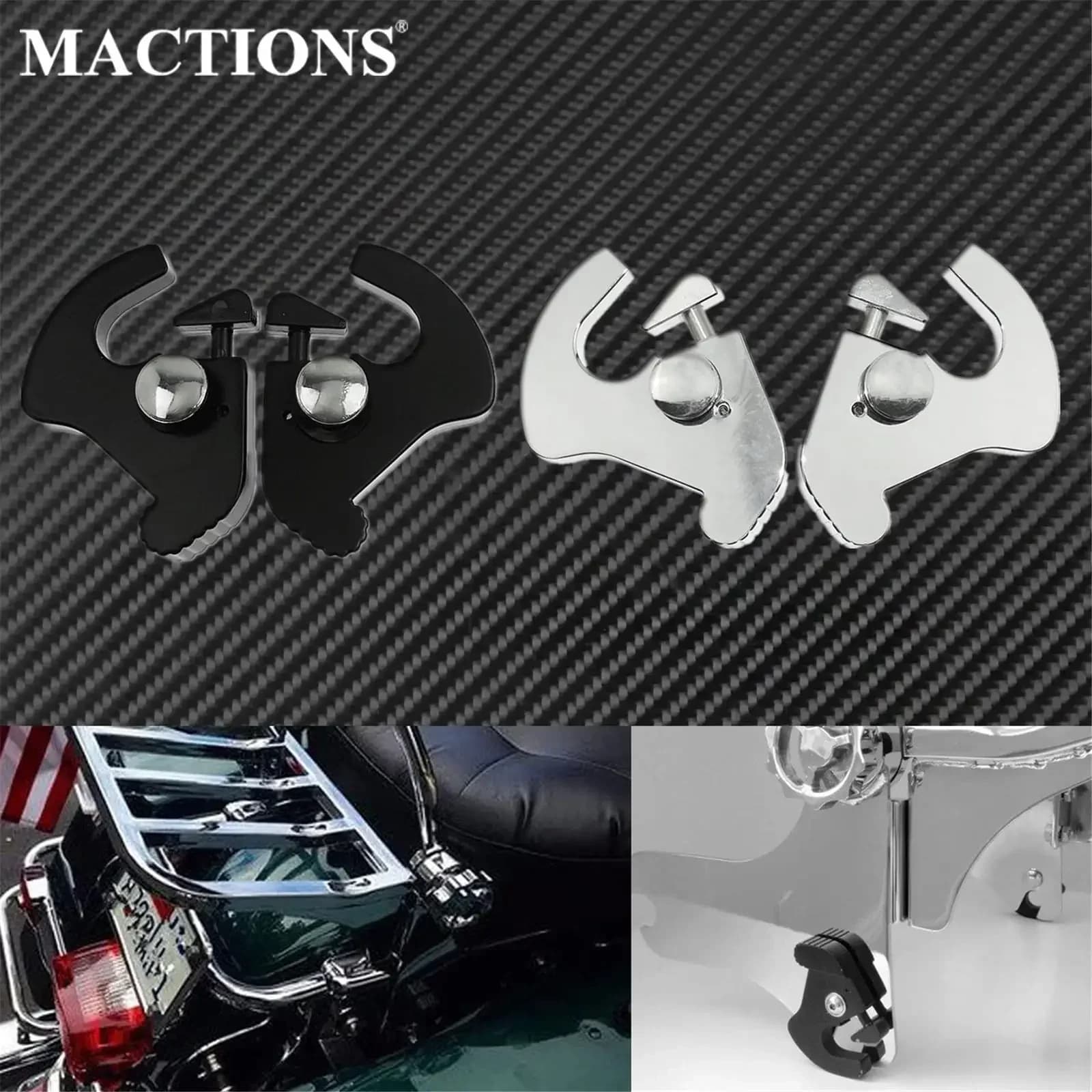 Moto staccabile Rotary Sissy Bar portapacchi Docking Latch Clip Kit nero/cromato per Harley Touring Softail Fat Boy XL883