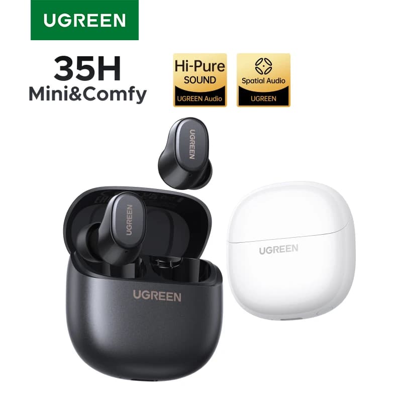 UGREEN Dots Bluetooth 6.0 Wireless Headphones in Ear Light Headphones, Deep Low Sound, 35 Hour Reproduction, Folders with APP
