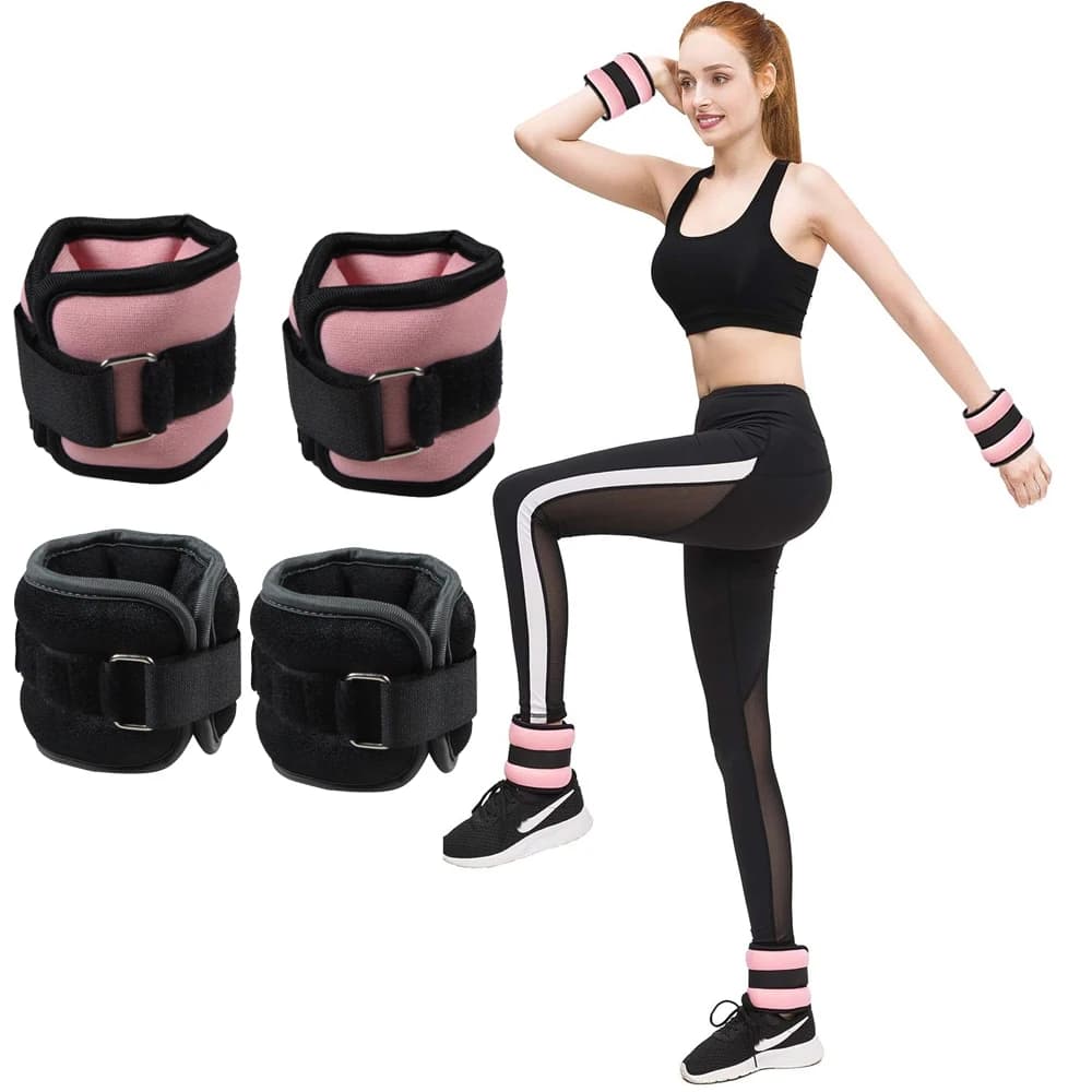 1 paio di pesi regolabili per caviglia e polso (0,5 kg/1 kg) - Cinghie per braccia in neoprene per corsa, yoga - Allenamento della forza per donne e uomini