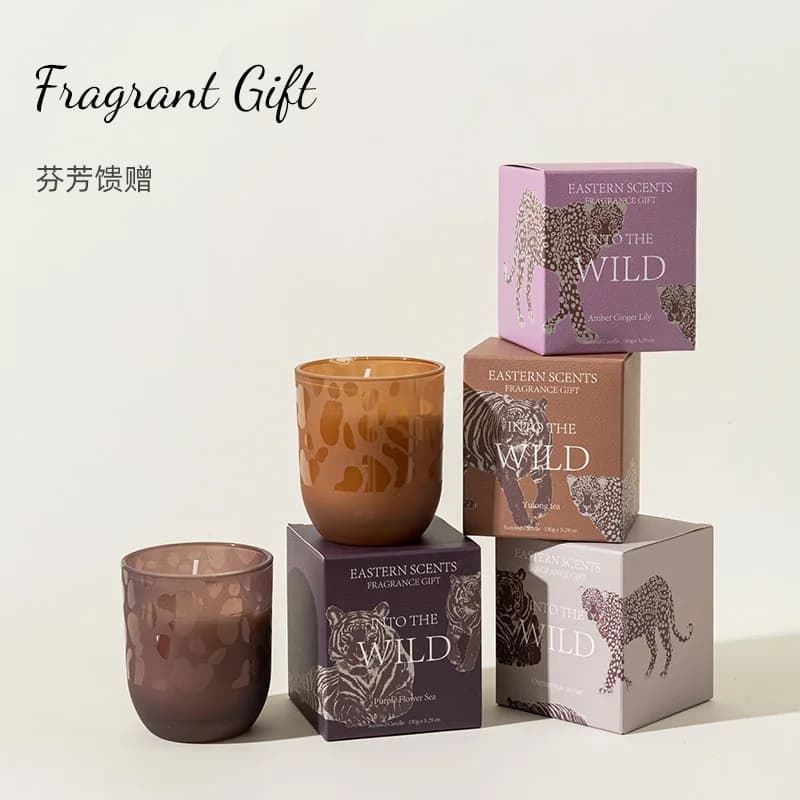 Soybean wax aromatherapy candle gift box glass with hand gift handmade smokeless candle household fragrance candle set