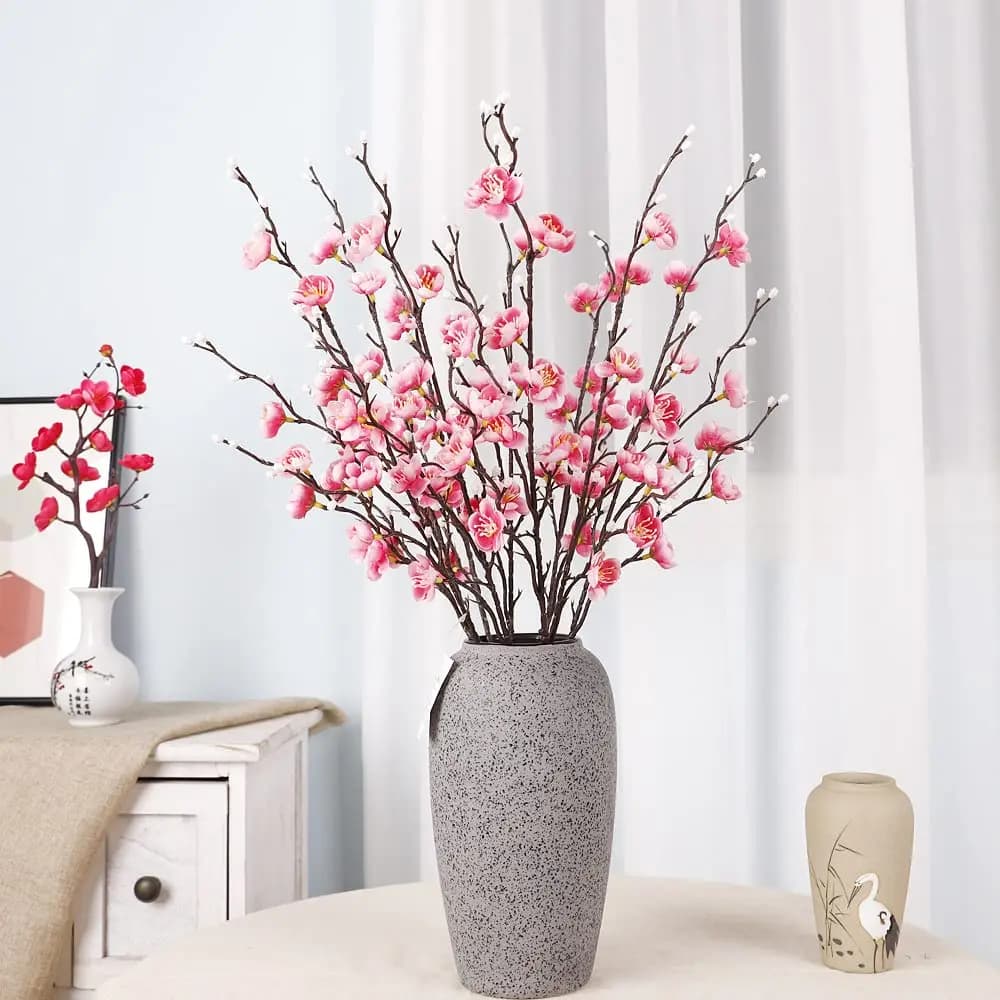 6 pezzi di fiori di pruno artificiali da 21,7 '' finti fiori primaverili a stelo lungo invernale per interni, uffici, feste di nozze, decorazioni per la casa