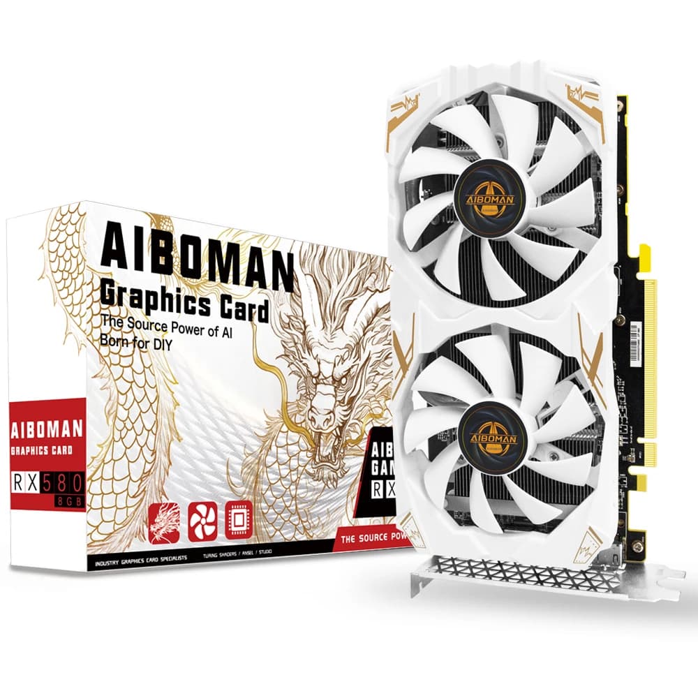 Scheda video AIBOMAN AMD RX580 Scheda grafica da 8 GB GDDR5 256 bit 2048SP Schede video da gioco serie Dragon Componente per computer desktop
