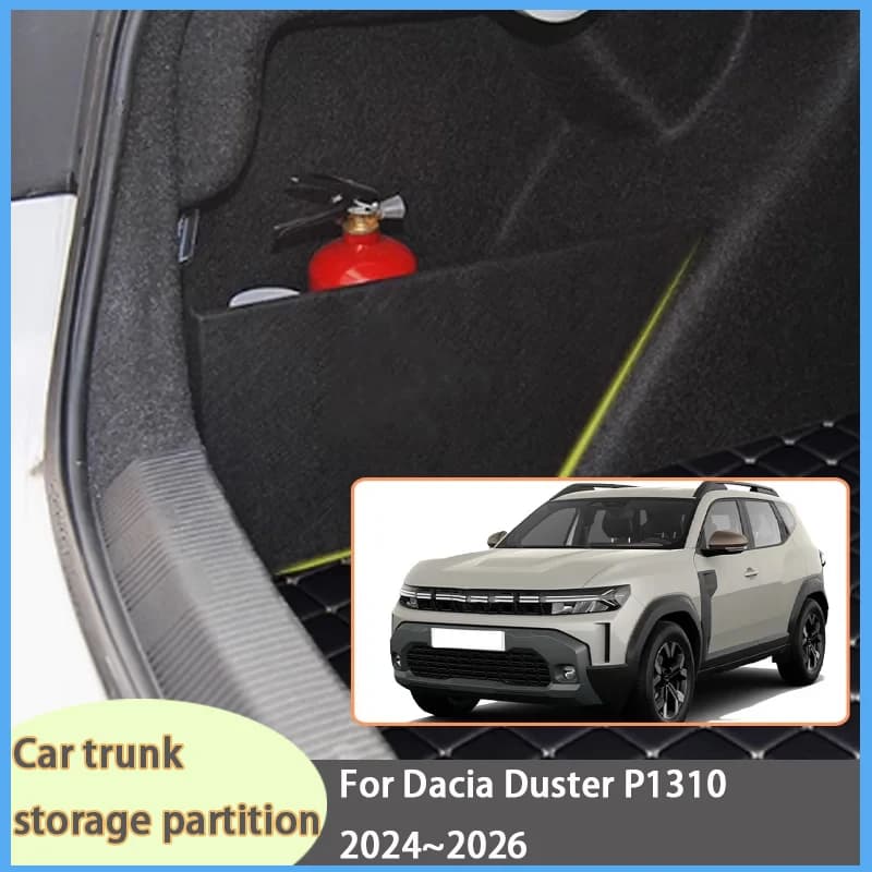 Organizer per Auto Dacia Duster P1310 2024~2026, Divisorio Laterale per Bagagliaio Rinforzato, Scatola Portaoggetti Interna per Bagagliaio