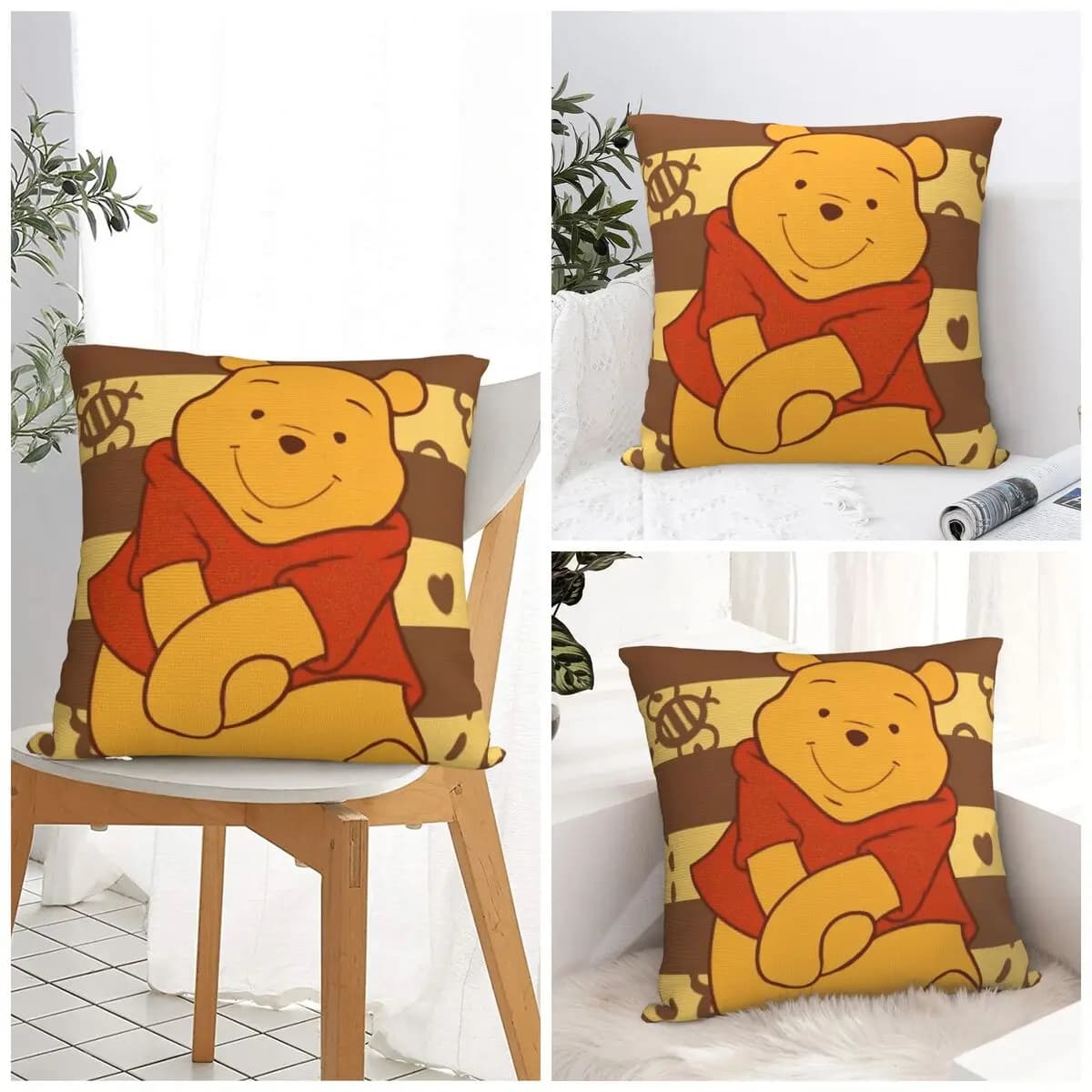 Winnie The Poohs Pillow Case Vintage Pillow Cover Square Design Cushion Cover Pillowcases For Living Room Chair