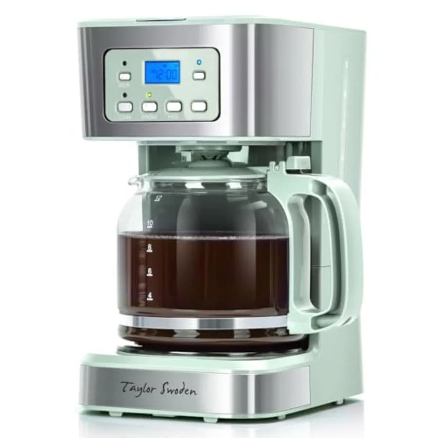 12-Cup Programmable Coffee Maker, Regular Strong Brew Drip Coffee Machine for Home and Office, Glass Carafe, Pause Serve, Auto