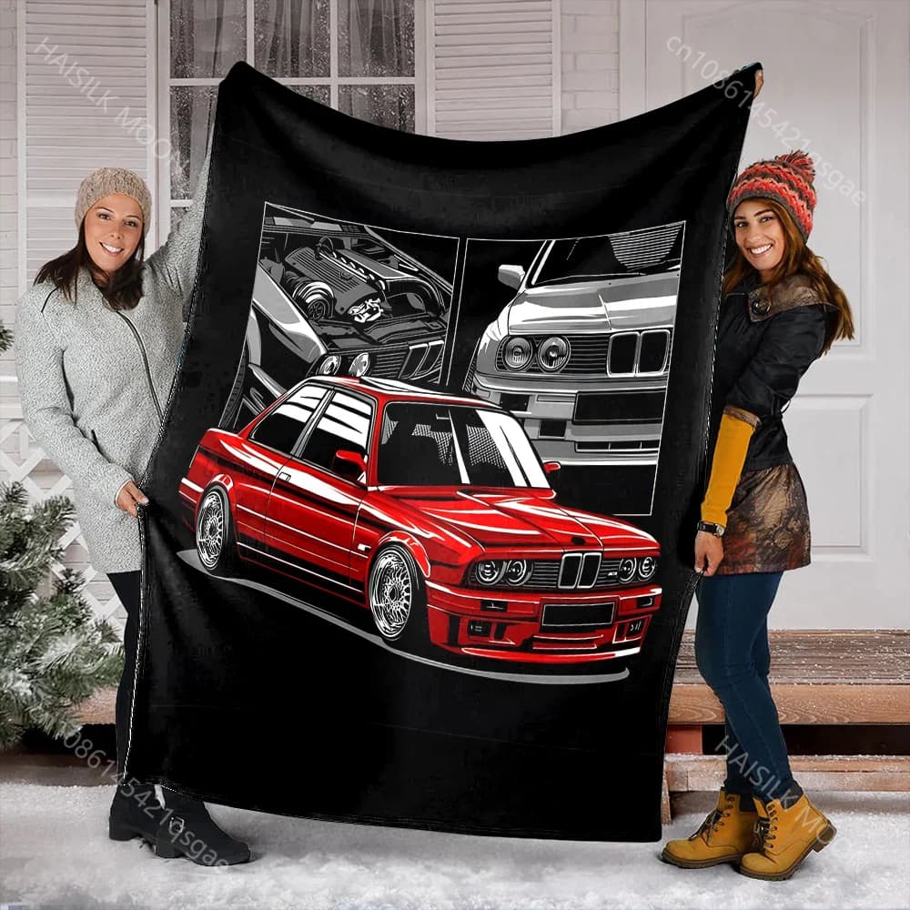 Coperta stampata per auto d'epoca E30 Calda morbida e confortevole Coperta da viaggio per la casa per divano da ufficio Viaggio Campeggio RV Regali di festa