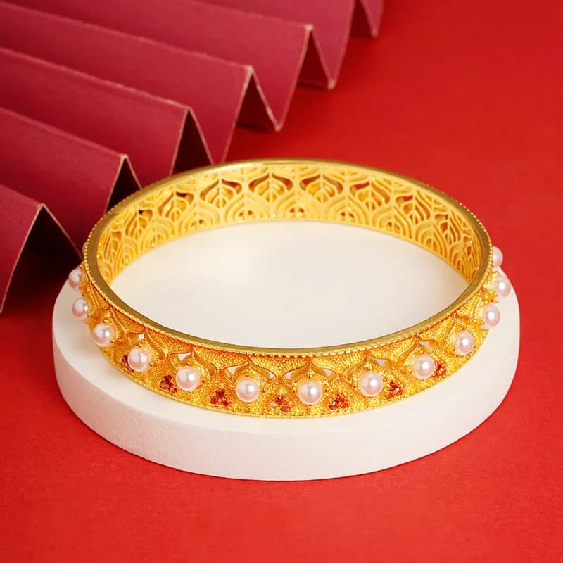 Bracciale con fibbia stile corte cava da donna in oro puro 24K 9999 di lusso in oro puro
