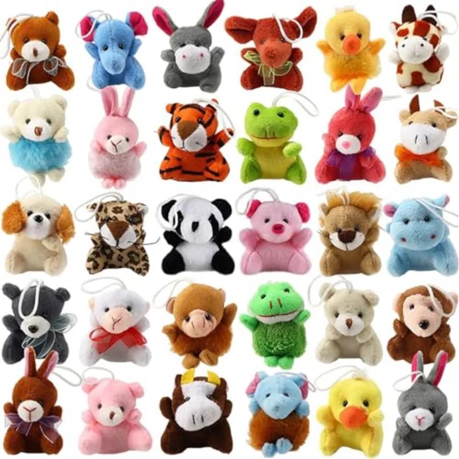 Set di Mini Peluche Animali, Simpatici Portachiavi Decorativi, Ideali per Sacchetti Regalo, Cesti, Premi Scolastici, San Valentino