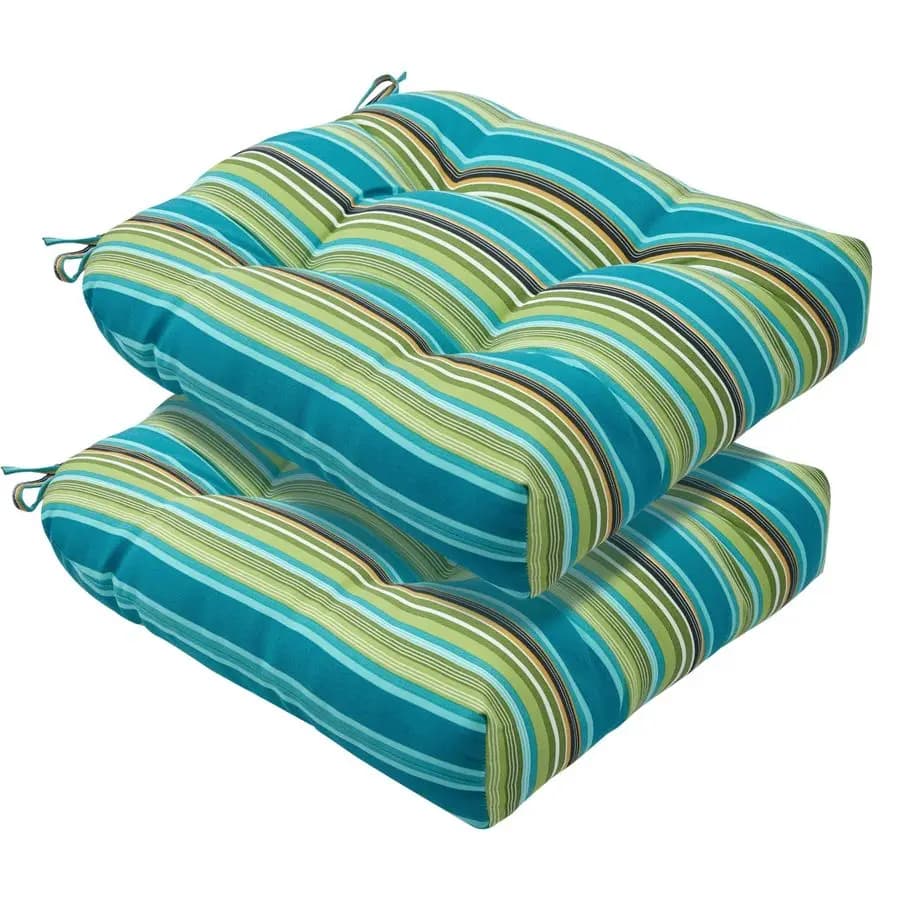 Outdoor pillows quilted with laces, set of 2, 48x48 cm, cushions for dining chairs, extra soft waterproof padding for garden chairs