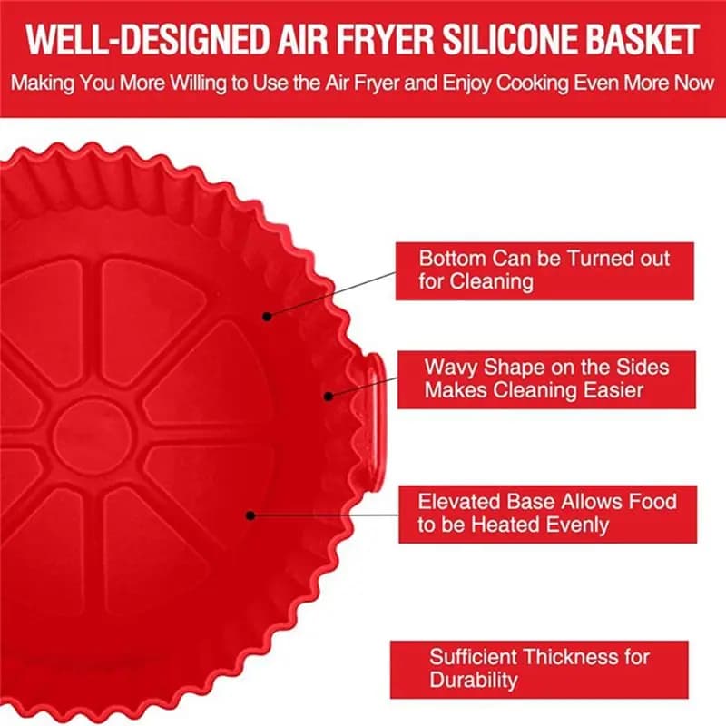 (A14E) Rivestimento in Silicone per Friggitrice ad Aria, Inserto in Silicone per Friggitrice ad Aria, Cestello in Silicone, Vassoio da Forno Riutilizzabile