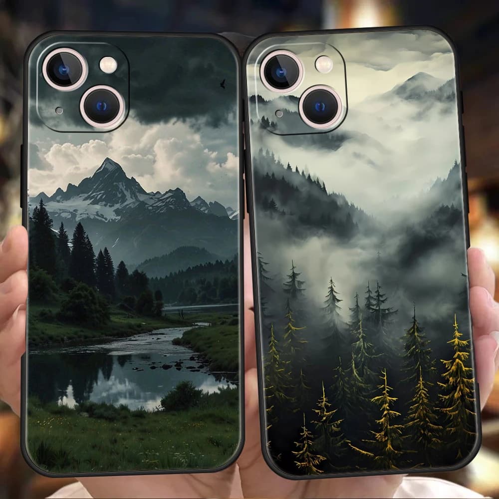 Custodia per telefono Mountain Forest per iPhone 16 15 14 13 12 Pro Max 11 Pro Max 7 8 Plus XS XR Custodia morbida antiurto in TPU