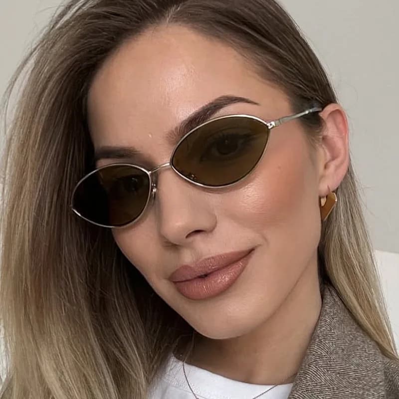 Women's Sunglasses Cat Eye for Women Brand Design Oval Trending Sunglasses Shades Men's Sunglasses Metal Frame Vintage Glasses