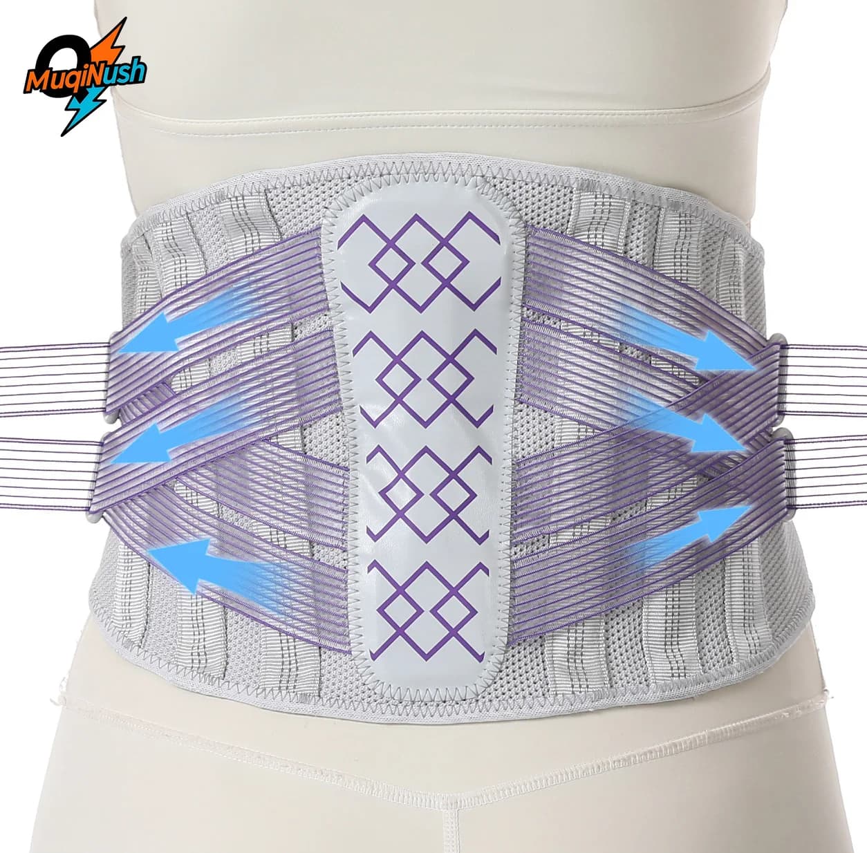 MuqiNush Lumbar Support with Bearing, Lumbar Belt Adjustable Net Breathable for Bearing, Office, Sports, Running