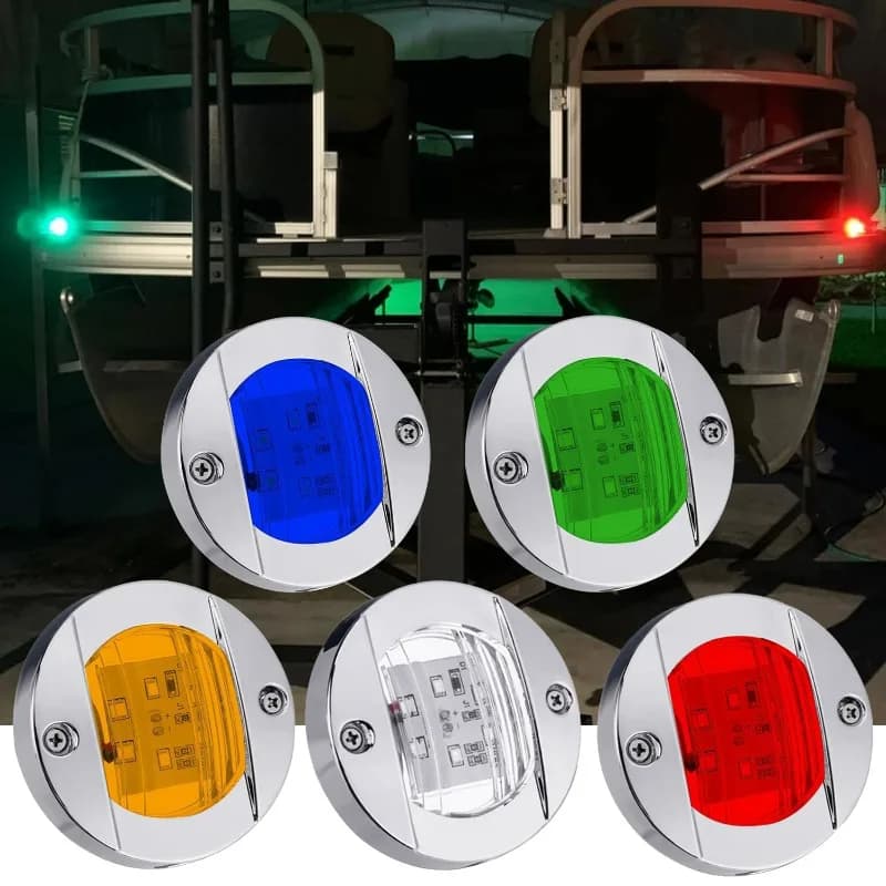 6 LED rotondi cromati LED marino montaggio su poppa ancoraggio luce di navigazione luci marine per barche impermeabili 6-2835-SMD 12V DC
