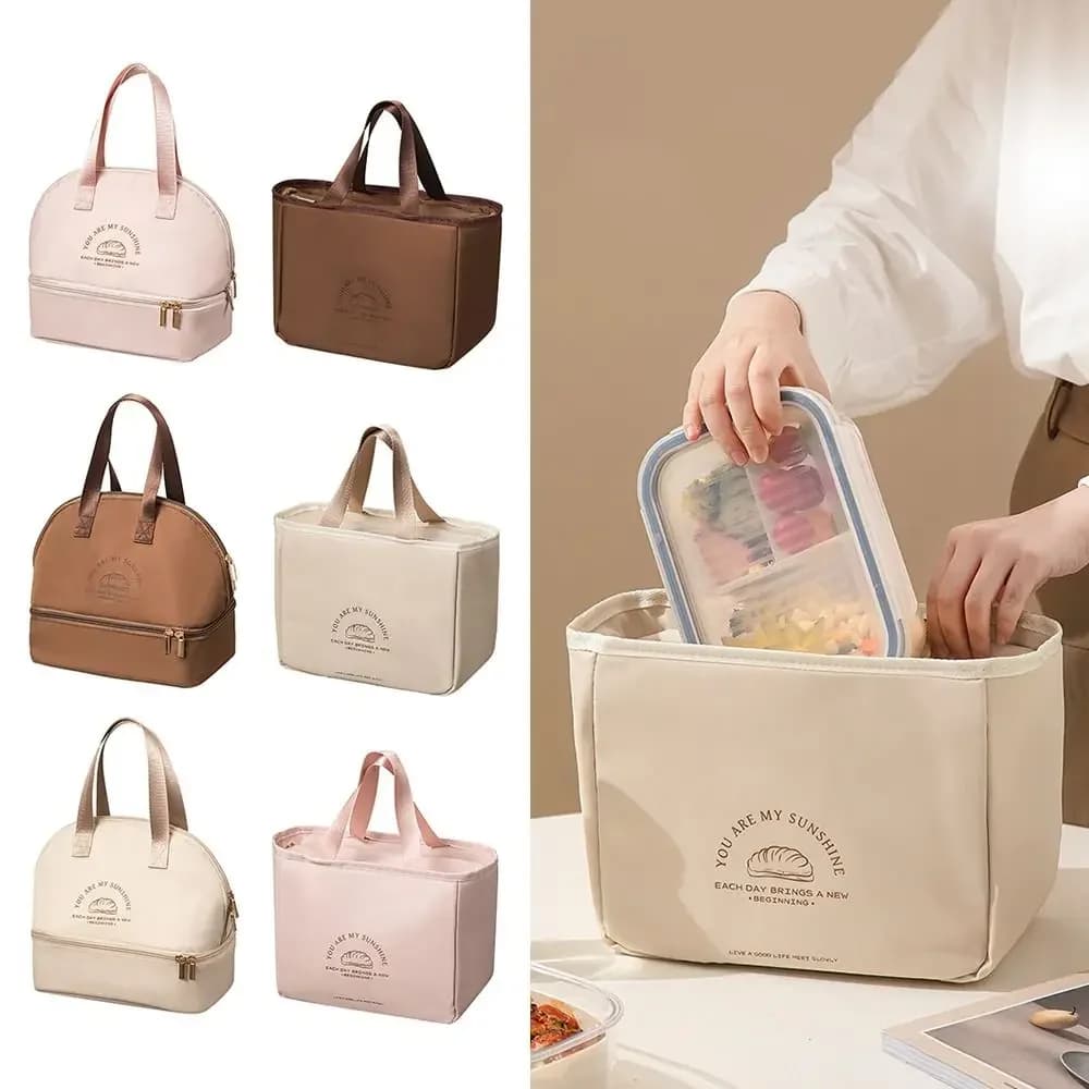 Oxford Cloth Lunch Bag Large Capacity Double-layered Cartoon Lunch Bags Aluminum Foil Insulated Lunch Box Bags
