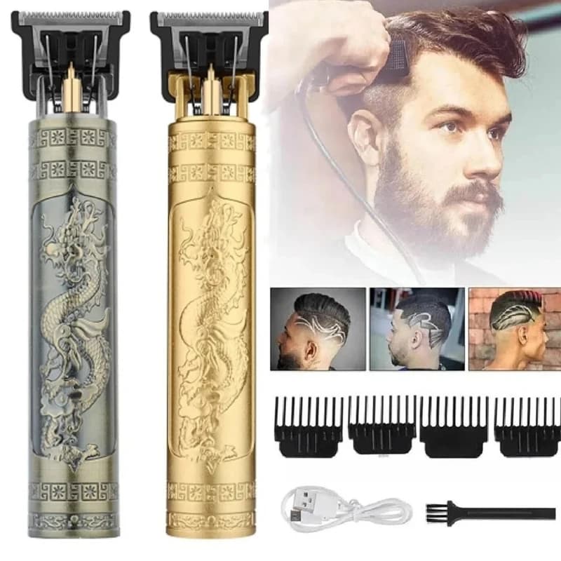 Portable Mini T9 Hair Trimmer 4 Colors Metal USB Recharge Barber Shaver Travel Home Salon Beard Cutting Kit With Guide Combs