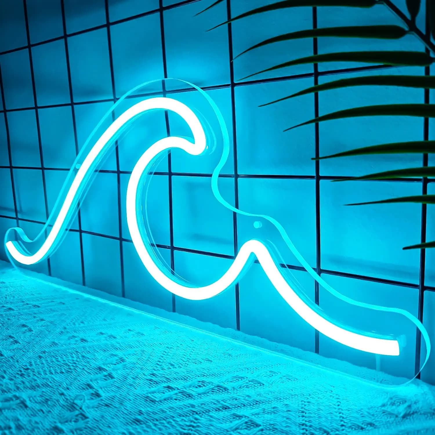 Insegna Luminosa al Neon per Feste, Luce Decorativa Ondulata Cyberpunk, Illuminazione Sfumata, Estetica Tecnologica Brillante e Nitida