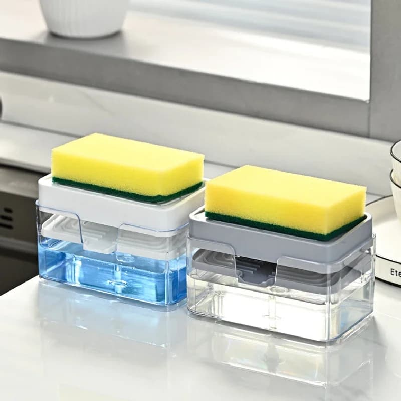 Creativo Presse Dispenser di Sapone di Plastica Automatico Scatola di Sapone Detergente Detergente Spazzola per Lavare i Piatti Pentola Forniture Per La Cucina Per La Casa F3Z9