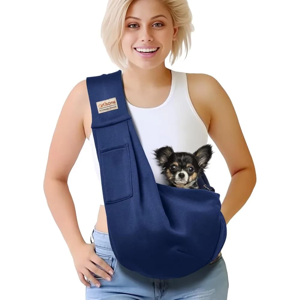 Marsupio per cani da compagnia per animali domestici da 3 a 10 libbre, marsupio per cani, cartella per cani, tracolla reversibile non regolabile, borsa sicura da viaggio a mano libera piccola