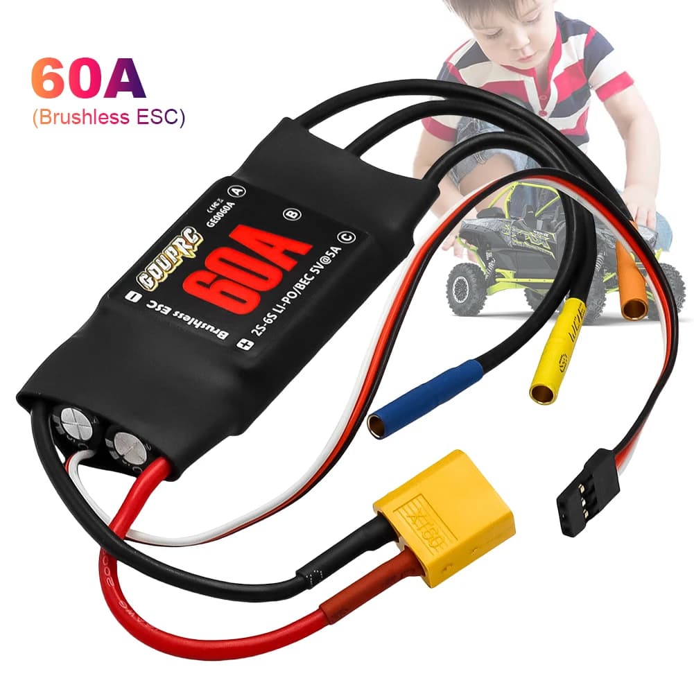 Controller elettronico brushless ESC 2-6S senza spazzole 60A con spine BEC e XT60 da 5 V/7 A per elicottero aereo ad ala fissa Drone RC