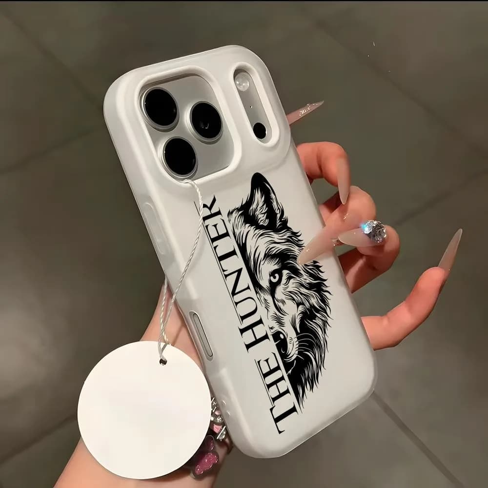 COOL Wolf Head Hunter Style Phone Case for iPhone 17 air 16 e 15 14 13 12 11 Pro Max Plus Candy Shockproof 2-in-1 Soft Case