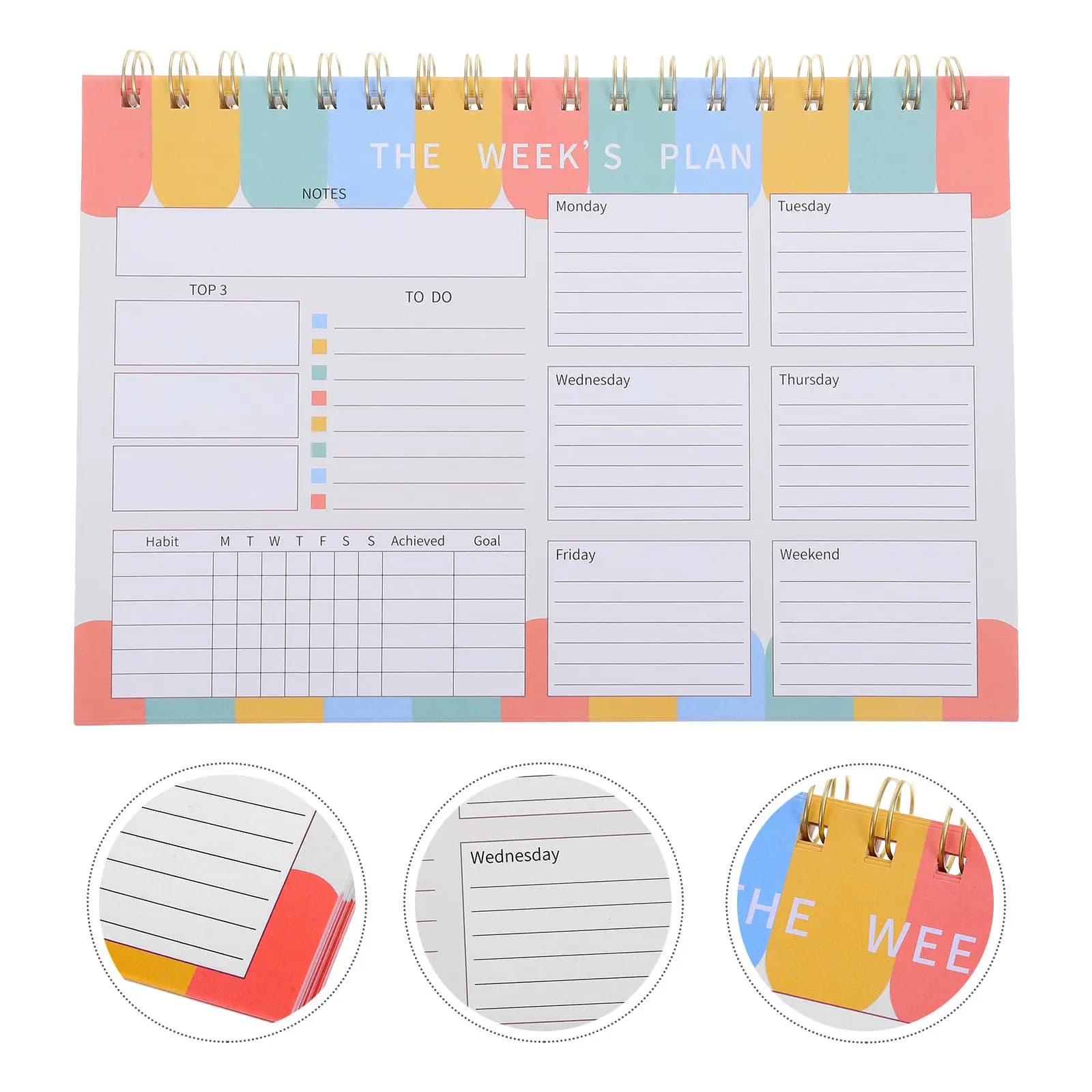 Agenda Settimanale con Spirale e Doppio Filo Metallico, Design Elegante, Ampio Spazio per Scrivere, per Ufficio, Casa, Scuola, Compiti Quotidiani