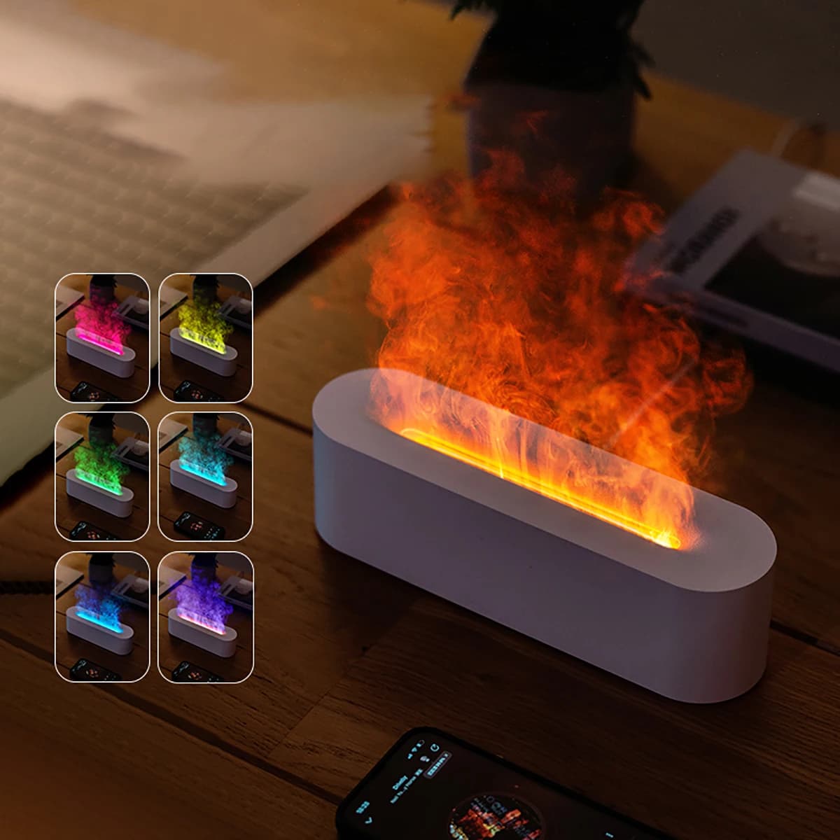 Il più nuovo RGB Fiamma Diffusore di Aroma Umidificatore USB Desktop Simulazione Luce Aromaterapia Purificatore Aria per Camera Da Letto Con 7 Colori
