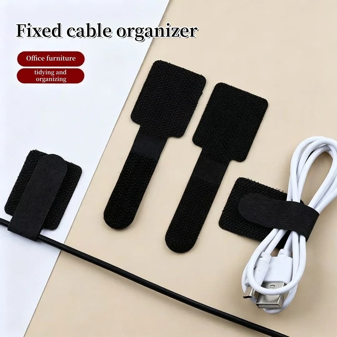 Cable ties, reusable, residue free, adjustable hook and loop ties, wire hiders under desks, essential for home office use