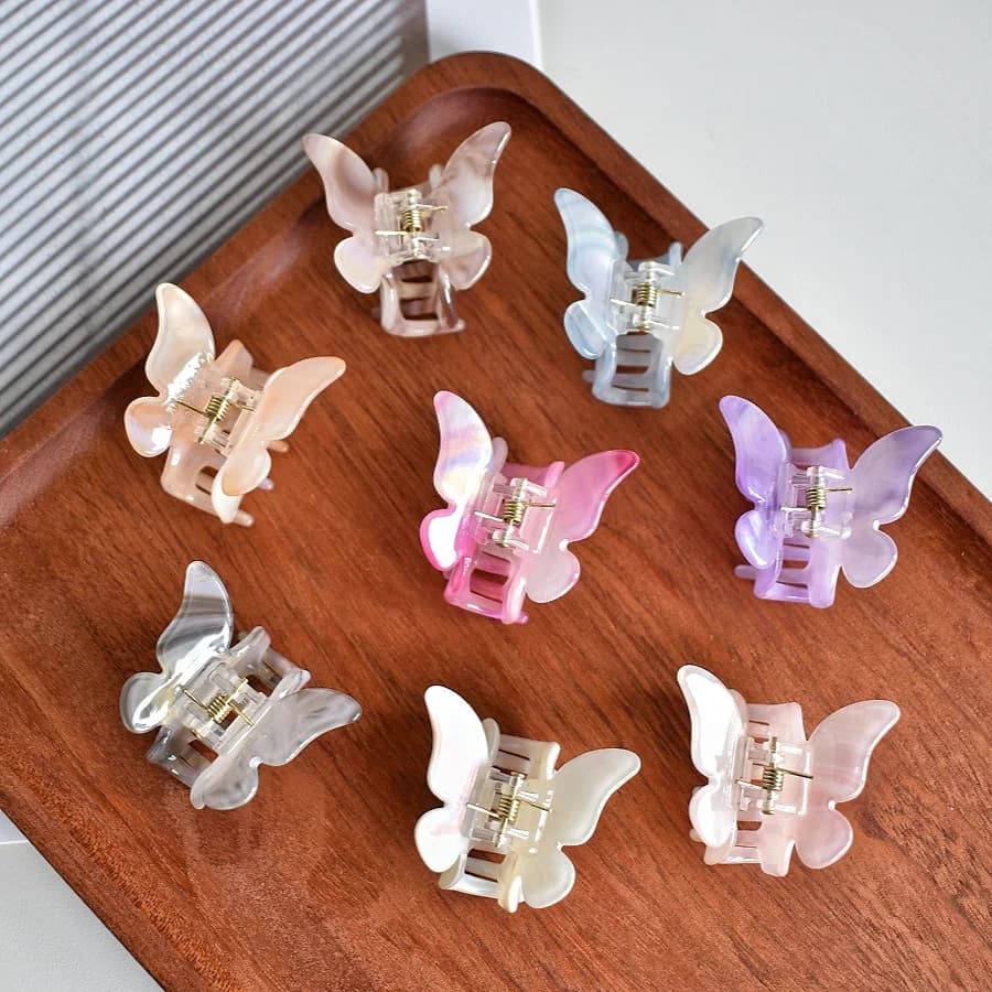 Acetate Butterfly Small Hair Claw Marble Pattern Grab Clip Women Gradient Hair Claw Back Head Hair Shark Clip Style Accessories