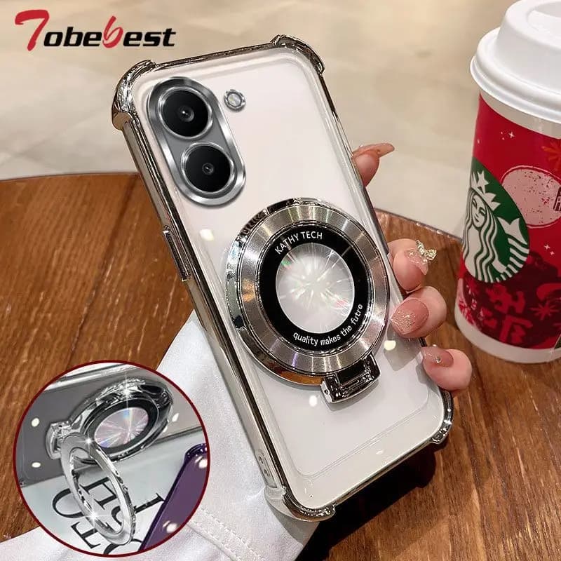 Custodia Protettiva Trasparente Antiurto con Supporto Magnetico per Xiaomi POCO X8 Pro Max Redmi Turbo 5, Cover in Silicone