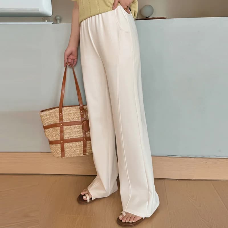Pantaloni a vita alta a gamba dritta da donna, casual, taglie forti, che nascondono i fianchi, a gamba larga, effetto snellente NK1128