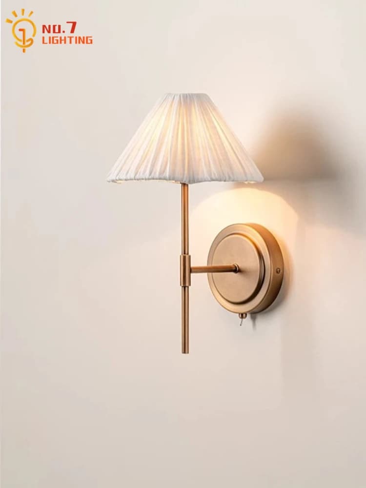 Lampada da parete moderna nordica semplice in rame con interruttore LED E27 Designer classico Montaggio a parete Hotel Corridoio Camera da letto Comodino Sfondo