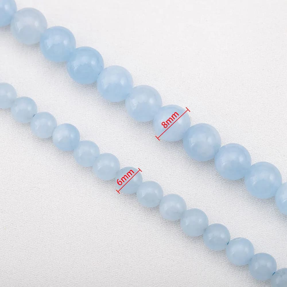 6mm/8mm Natural Stone Blue Color Round Loose Beads For Jewelry Making Handmade DIY Necklace Bracelet Wearing Charms Supplies