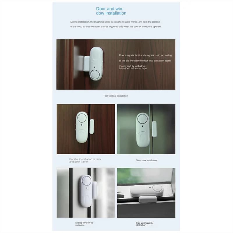1Set Sensore per porte e finestre intelligenti Rilevatori per porte Smart Home Allarmi antifurto per porte e finestre Allarme per porte aperte-ABJU